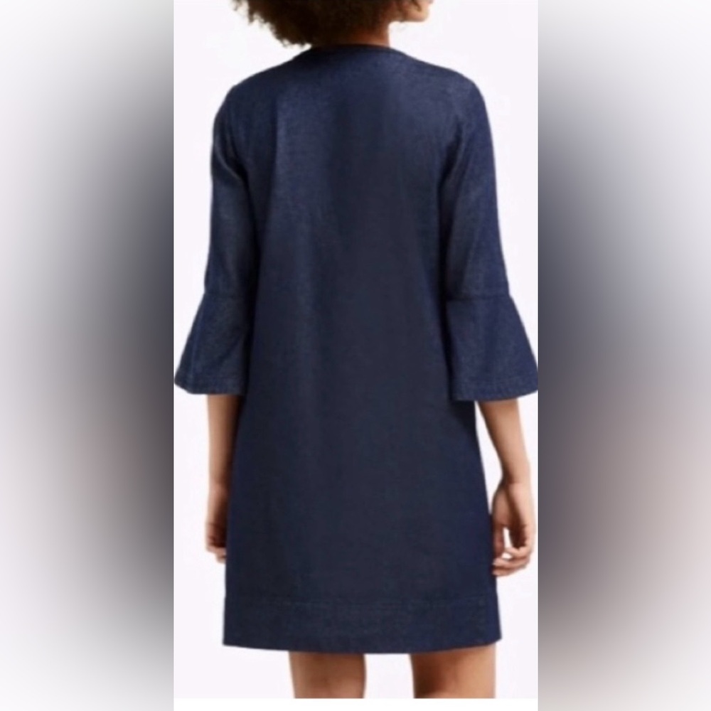 Draper James Dark Blue Denim Ruffle Sleeve Dress - Picture 4 of 12